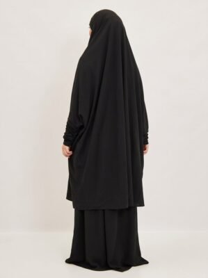 Jilbeb deux pièces à manches lycra noir, vu de dos
