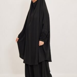 Jilbeb deux pièces à manches lycra noir, vu de trois-quarts